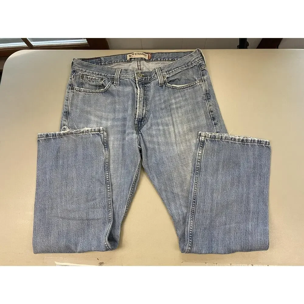Levis 514 Jeans Mens 36x30 Light Wash Blue‎ Slim Straight Leg Denim Casual Y2K